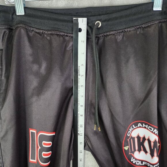 Mens Black Vintage OKW Wolfpack Track Pants Drawstring Elastic Waist Size XL - Picture 4 of 9